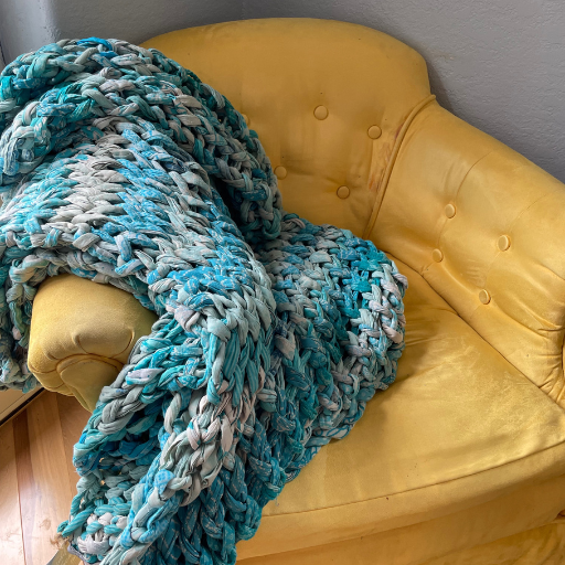 Blue chunky knit Blanket