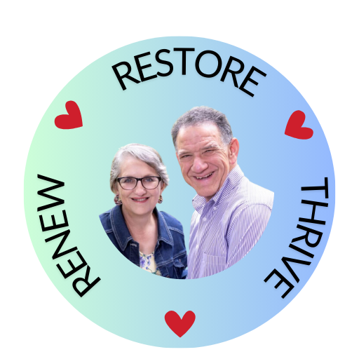 Logo Renew Restore Thrive with happy picture of Laura and Bob Kulp