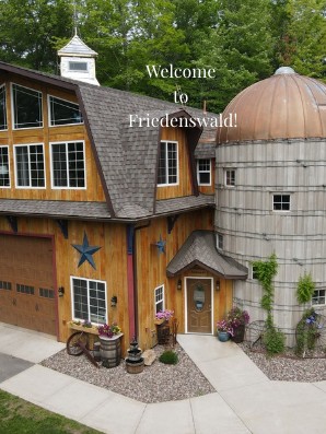Friedenswald barn vacation rental and silo library surrounded by woods near Merrill, Wisconsin.